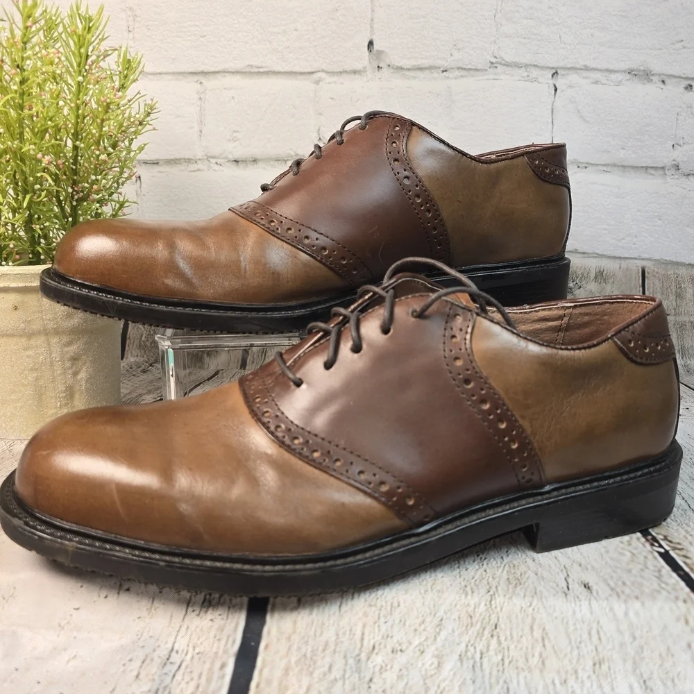 FLORSHEIM MENS BROWN LEATHER OXFORD DRESS SHOE LACE UP SIZE 11